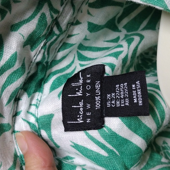 Nicole Miller 100% Linen Floral Top Women's Size 2X - Picture 5 of 7